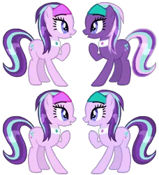 Size: 850x934 | Tagged: safe, artist:colossalstinker, derpibooru import, aloe, lotus blossom, starlight glimmer, earth pony, pony, female, mare, race swap, recolor, simple background, transparent background