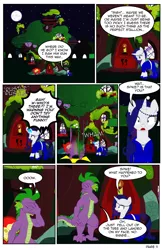 Size: 792x1224 | Tagged: safe, artist:dekomaru, derpibooru import, rarity, spike, dragon, pony, comic:the greatest gift, clothes, comic, dress, female, golden oaks library, male, night, older, older spike, shipping, sparity, straight