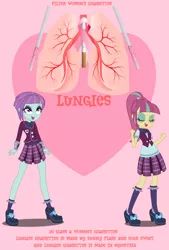 Size: 1304x1932 | Tagged: safe, artist:humberto2000, derpibooru import, sour sweet, sunny flare, equestria girls, cigarette, cigarette pack, lungies, lungs