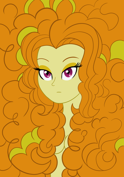 Size: 1750x2490 | Tagged: suggestive, artist:cybersquirrel, derpibooru import, adagio dazzle, equestria girls, breasts, cleavage, female, godiva hair, hair, hair everywhere, impossibly large hair, looking at you, loose hair, pomf, poofy, poofy hair, so much hair, solo, solo female, strategically covered, the pomf, unamused