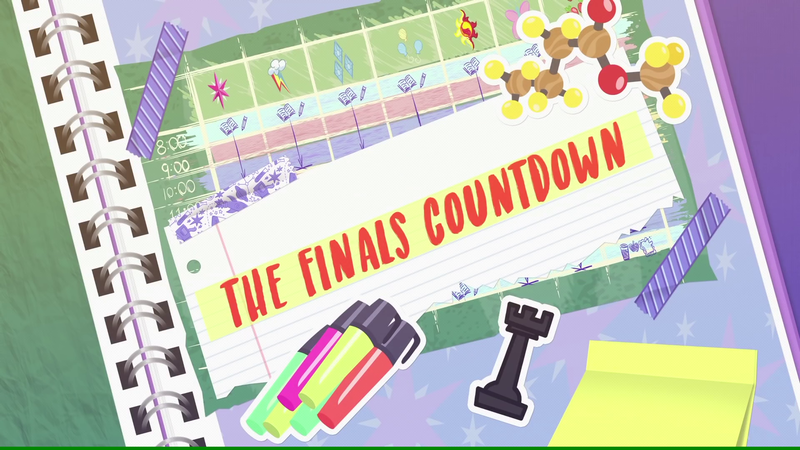 Size: 1920x1080 | Tagged: safe, derpibooru import, screencap, equestria girls, equestria girls series, the finals countdown, chess piece, marker, no pony, scrapbook, sticker, tape, title card