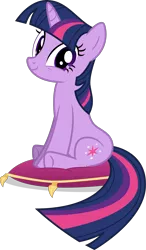 Size: 2612x4460 | Tagged: safe, artist:tomfraggle, derpibooru import, twilight sparkle, pony, unicorn, stare master, cute, female, looking at you, mare, pillow, simple background, sitting, sitting on pillow, smiling, solo, transparent background, unicorn twilight, vector