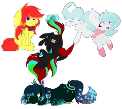 Size: 5000x4500 | Tagged: safe, artist:crazllana, derpibooru import, oc, oc:ayva, oc:jessicsa, oc:nova, unofficial characters only, alicorn, pegasus, pony, unicorn, absurd resolution, clothes, female, mare, prone, scarf, simple background, transparent background