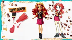 Size: 1920x1080 | Tagged: safe, artist:ritalux, derpibooru import, official, sunset shimmer, equestria girls, equestria girls series, concept art, doll, duality, eqg promo pose set, merchandise, nail polish, official art, self ponidox, solo, toy