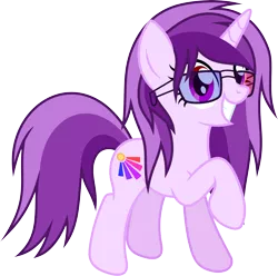 Size: 5544x5502 | Tagged: safe, artist:livehotsun, derpibooru import, oc, oc:purple eye, unofficial characters only, pony, unicorn, absurd resolution, female, grin, heterochromia, mare, raised hoof, simple background, smiling, solo, sunglasses, transparent background, vector