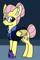 Size: 862x1280 | Tagged: safe, artist:cordearcoiris, derpibooru import, fluttershy, pegasus, pony, alternate timeline, female, folded wings, mare, night maid fluttershy, nightmare takeover timeline, solo