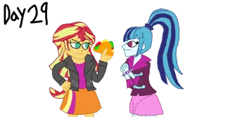 Size: 1236x646 | Tagged: safe, artist:bigpurplemuppet99, derpibooru import, sonata dusk, sunset shimmer, equestria girls, female, food, lesbian, shipping, sunata, taco