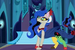 Size: 1024x681 | Tagged: artist:owocrystalcatowo, derpibooru import, draconequus, hybrid, interspecies offspring, oc, oc:chaos galaxy, offspring, parent:discord, parent:princess luna, parents:lunacord, safe, solo, unofficial characters only