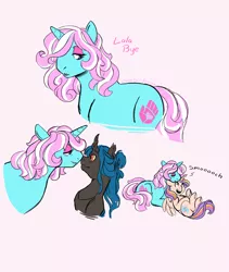 Size: 2350x2790 | Tagged: safe, artist:overlordneon, derpibooru import, oc, oc:chriki, oc:lala bye, oc:nova dawn, unofficial characters only, alicorn, changeling, pony, unicorn, alicorn oc, changeling oc, female, magical lesbian spawn, mare, offspring, parent:bon bon, parent:lyra heartstrings, parent:queen chrysalis, parent:sunset shimmer, parent:twilight sparkle, parents:lyrabon, parents:sunsetsparkle, smiling