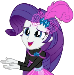 Size: 2023x2048 | Tagged: safe, artist:thebarsection, derpibooru import, rarity, display of affection, equestria girls, equestria girls series, burlesque, clothes, cute, dress, feather, feather in hair, female, hair ornament, lidded eyes, open mouth, raribetes, simple background, smiling, solo, transparent background