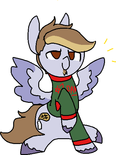 Size: 379x508 | Tagged: safe, artist:nootaz, derpibooru import, oc, oc:waffle line, unofficial characters only, pegasus, pony, christmas sweater, clothes, raised hoof, simple background, spread wings, sweater, transparent background, wings