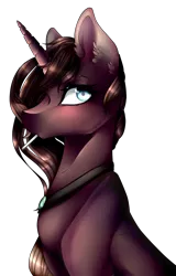 Size: 938x1462 | Tagged: safe, artist:xxmissteaxx, derpibooru import, oc, oc:jade, unofficial characters only, pony, unicorn, bust, female, mare, portrait, simple background, solo, transparent background