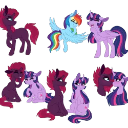 Size: 2000x2000 | Tagged: alicorn, artist:saphi-boo, blushing, derpibooru import, female, fizzlepop berrytwist, jealous, laughing, lesbian, my little pony: the movie, rainbow dash, safe, shipping, simple background, tempestlight, tempest shadow, transparent background, twilight sparkle, twilight sparkle (alicorn)