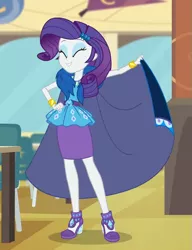 Size: 513x669 | Tagged: safe, derpibooru import, rarity, equestria girls, equestria girls series, best trends forever: twilight sparkle, cape, choose twilight sparkle, clothes, cropped, eyeshadow, lidded eyes, makeup, solo