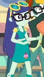 Size: 356x620 | Tagged: safe, derpibooru import, screencap, blueberry cake, best trends forever, equestria girls, equestria girls series, best trends forever: twilight sparkle, choose twilight sparkle, cropped, glasses