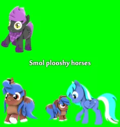 Size: 1520x1612 | Tagged: safe, artist:star-lightstarbright, derpibooru import, oc, oc:heart sketch, oc:onyx star, oc:starlight starbright, unofficial characters only, bat pony, pegasus, pony, unicorn, 3d, chibi, female, mare, short legs