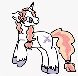 Size: 640x628 | Tagged: safe, artist:0rangedrink, derpibooru import, oc, oc:lance, unofficial characters only, unicorn, parent:fleur-de-lis, parent:prince blueblood, parents:fleur-de-blueblood, rearing, simple background, solo, tail wrap, unshorn fetlocks, white background