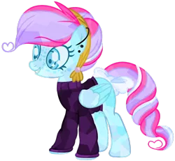 Size: 1024x945 | Tagged: safe, artist:bezziie, derpibooru import, oc, oc:strawberry pie, unofficial characters only, crystal pony, pegasus, pony, bow, clothes, crystallized, female, mare, simple background, solo, sweater, tail bow, transparent background