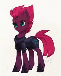 Size: 1180x1480 | Tagged: safe, artist:lispp, derpibooru import, tempest shadow, pony, unicorn, my little pony: the movie, armor, broken horn, eye scar, female, mare, scar, simple background, solo, white background