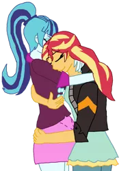 Size: 786x1017 | Tagged: safe, artist:alicesbeatinghearts, artist:bigpurplemuppet99, derpibooru import, sonata dusk, sunset shimmer, equestria girls, female, hug, lesbian, shipping, sunata