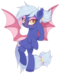 Size: 3024x3734 | Tagged: safe, artist:centchi, artist:hawthornss, derpibooru import, oc, oc:moon sugar, unofficial characters only, bat pony, pony, bat pony oc, bedroom eyes, blushing, ear fluff, eyeshadow, female, looking at you, makeup, mare, simple background, solo, tongue out, transparent background, underhoof