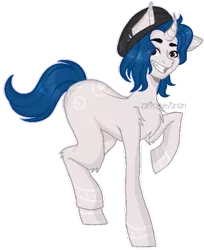 Size: 400x490 | Tagged: safe, artist:sapiira, derpibooru import, oc, oc:kai anderson, unofficial characters only, pony, unicorn, curved horn, male, raised hoof, simple background, solo, stallion, transparent background
