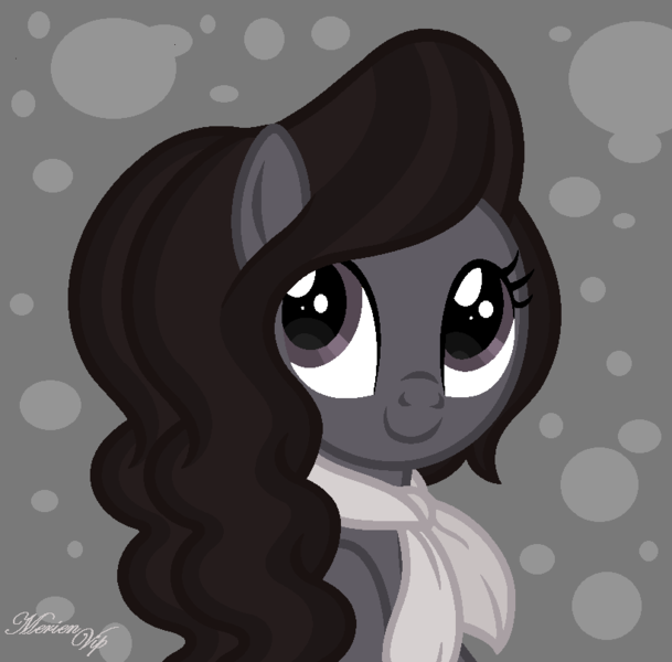 Size: 820x808 | Tagged: safe, artist:merienvip, derpibooru import, oc, oc:giselle, unofficial characters only, earth pony, pony, bust, clothes, female, mare, portrait, scarf, solo