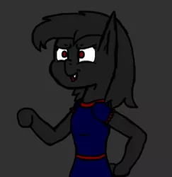 Size: 444x456 | Tagged: safe, artist:binary6, derpibooru import, oc, oc:ebony, unofficial characters only, monster pony, original species, spiderpony, blue dress, clothes, digital art, dress, female, simple background, solo