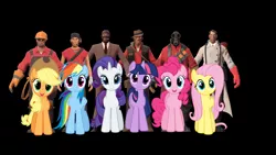 Size: 1920x1080 | Tagged: applejack, crossover, derpibooru import, engineer, fluttershy, mane six, medic, pinkie pie, pyro, rainbow dash, rarity, safe, scout, sniper, spy, team fortress 2, t pose, twilight sparkle