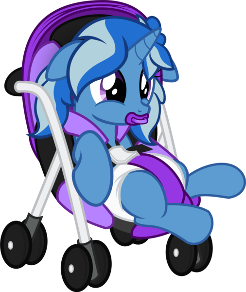 Size: 1740x2063 | Tagged: questionable, artist:nxzc88, derpibooru import, oc, oc:midnight brush, unofficial characters only, pony, unicorn, adult foal, bow, commission, diaper, diaper fetish, female, fetish, floppy ears, hair bow, pacifier, pigtails, poofy diaper, simple background, sitting, solo, solo female, straps, stroller, transparent background, vector