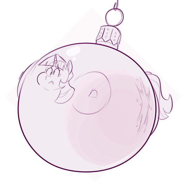 Size: 1750x1750 | Tagged: safe, artist:secretgoombaman12345, derpibooru import, twilight sparkle, christmas, christmas ornament, decoration, derp, holiday, inanimate tf, inflation, objectification, simple background, solo, transformation, twitem, white background