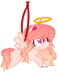 Size: 394x491 | Tagged: safe, artist:venomns, derpibooru import, oc, oc:amber, unofficial characters only, pegasus, pony, chibi, female, halo, mare, simple background, solo, transparent background