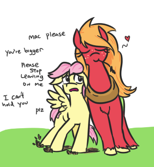Size: 315x340 | Tagged: safe, artist:jargon scott, derpibooru import, big macintosh, fluttershy, earth pony, pegasus, pony, adorascotch, big macintosh's yoke, butterreina, butterscotch, c:, collar, cute, dialogue, dirt, eyes closed, female, floppy ears, fluffy, fluttermac, freckles, frown, grass, heart, leaning, macabetes, macareina, male, mare, open mouth, pls, rule 63, rule63betes, shipping, simple background, size difference, smaller male, smiling, spread wings, stallion, straight, straw in mouth, unshorn fetlocks, white background, wings, yoke