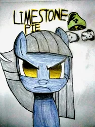 Size: 1536x2048 | Tagged: safe, artist:superhypersonic2000, derpibooru import, limestone pie, earth pony, pony, bust, female, glare, grumpy, looking at you, mare, portrait, simple background, solo, traditional art, white background