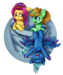 Size: 4028x4800 | Tagged: safe, artist:gaelledragons, derpibooru import, oc, unofficial characters only, earth pony, pegasus, pony, unicorn, absurd resolution, armpits, commission, crossed arms, frog (hoof), frown, micro, pocket, pocket pony, simple background, transparent background, underhoof, upside down