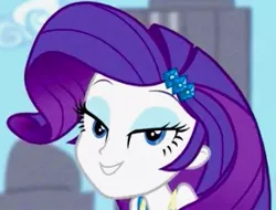 Size: 313x238 | Tagged: safe, derpibooru import, screencap, rarity, best trends forever, equestria girls, equestria girls series, beautiful, cropped, lidded eyes, looking at you, smiling, solo