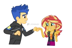 Size: 1800x1200 | Tagged: safe, artist:flashimmer, derpibooru import, flash sentry, sunset shimmer, equestria girls, alternate hairstyle, female, flashimmer, male, shipping, simple background, straight, transparent background, vector