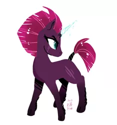 Size: 3000x3200 | Tagged: safe, artist:puffpink, derpibooru import, fizzlepop berrytwist, tempest shadow, pony, unicorn, my little pony: the movie, broken horn, eye scar, female, glowing horn, mare, scar, simple background, solo