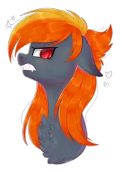 Size: 1993x2797 | Tagged: safe, artist:ohhoneybee, derpibooru import, oc, oc:zorah, unofficial characters only, pony, angry, bust, chest fluff, eye scar, fangs, female, floppy ears, gritted teeth, mare, portrait, profile, scar, simple background, solo, transparent background