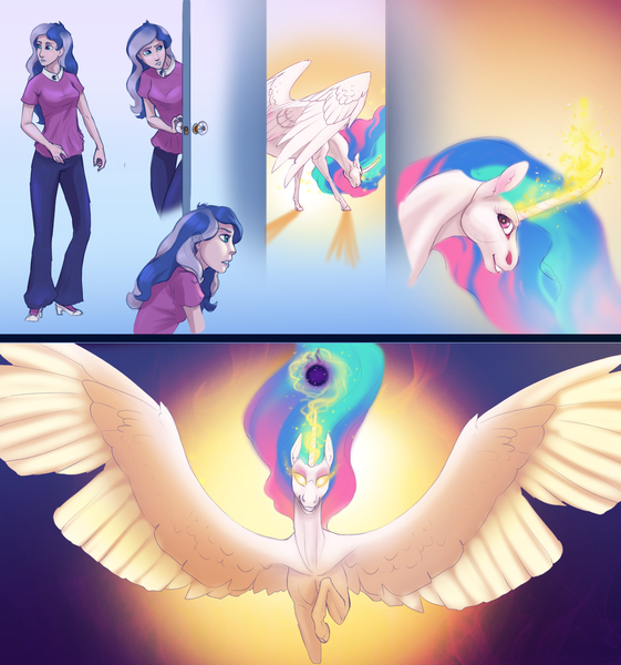 Size: 1979x2115 | Tagged: dead source, safe, artist:veggietoss, derpibooru import, princess celestia, princess luna, alicorn, human, pony, equestria girls, female, human to pony, mare, principal celestia, transformation, transformation sequence