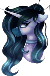 Size: 1532x2300 | Tagged: safe, artist:mauuwde, derpibooru import, oc, oc:sugar, unofficial characters only, original species, pony, bust, female, horn, mare, portrait, simple background, solo, tongue out, transparent background