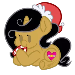 Size: 3000x3000 | Tagged: safe, artist:befishproductions, derpibooru import, oc, oc:emmely, unofficial characters only, pony, unicorn, candy, candy cane, chibi, female, food, high res, mare, prone, simple background, solo, transparent background