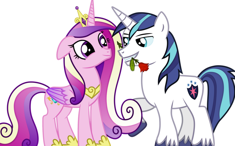 Size: 2546x1580 | Tagged: artist needed, safe, derpibooru import, princess cadance, shining armor, alicorn, unicorn, bedroom eyes, cute, female, flower, looking at each other, male, rose, rose in mouth, shiningcadance, shipping, simple background, smiling, straight, transparent background, vector