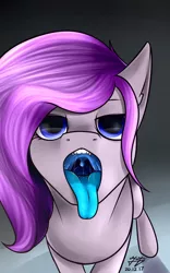 Size: 2500x4000 | Tagged: suggestive, artist:azerta56, derpibooru import, oc, oc:viper, unofficial characters only, commission, drool, female, fetish, human teeth, imminent vore, looking at you, maw, mawshot, open mouth, solo, solo female, tongue out, unnatural colors, uvula