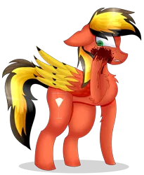 Size: 2823x3443 | Tagged: grimdark, artist:tomboygirl45, derpibooru import, oc, oc:golden blast, unofficial characters only, pegasus, pony, blood, colored wings, high res, male, multicolored wings, simple background, solo, stallion, transparent background