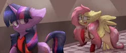 Size: 3413x1429 | Tagged: artist:cottonponysfm, artist:tiz4905, crossover, derpibooru import, fluttermedic, fluttershy, medic, safe, sketch, sniper, team fortress 2, teary eyes, twilight sniper, twilight sparkle