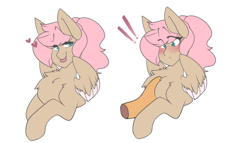 Size: 4000x2500 | Tagged: safe, artist:mimisaurusrex, derpibooru import, oc, oc:bootman bill, oc:mimi bun, unofficial characters only, pegasus, pony, bedroom eyes, blushing, chest fluff, colored wings, colored wingtips, disembodied hoof, exclamation point, female, floating heart, fluffy, heart, impossibly large chest fluff, mare, ponytail, raised eyebrow, simple background, surprised, tongue out, transparent background