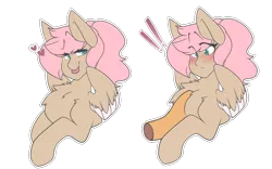 Size: 4000x2500 | Tagged: safe, artist:mimisaurusrex, derpibooru import, oc, oc:bootman bill, oc:mimi bun, unofficial characters only, pegasus, pony, bedroom eyes, blushing, chest fluff, colored wings, colored wingtips, disembodied hoof, exclamation point, female, floating heart, fluffy, heart, impossibly large chest fluff, mare, ponytail, raised eyebrow, simple background, surprised, tongue out, transparent background