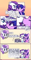 Size: 2001x3923 | Tagged: safe, artist:lilfunkman, derpibooru import, rarity, sweetie belle, twilight sparkle, twilight sparkle (alicorn), alicorn, pony, unicorn, come what may, comic, dialogue, female, filly, lesbian, mare, moulin rouge, rarilight, serenade, shipping, singing, speech bubble