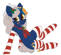 Size: 2188x1972 | Tagged: safe, artist:beashay, derpibooru import, oc, oc:inky brush, unofficial characters only, pony, unicorn, candy, candy cane, clothes, female, food, glasses, mare, mouth hold, simple background, socks, solo, striped socks, transparent background